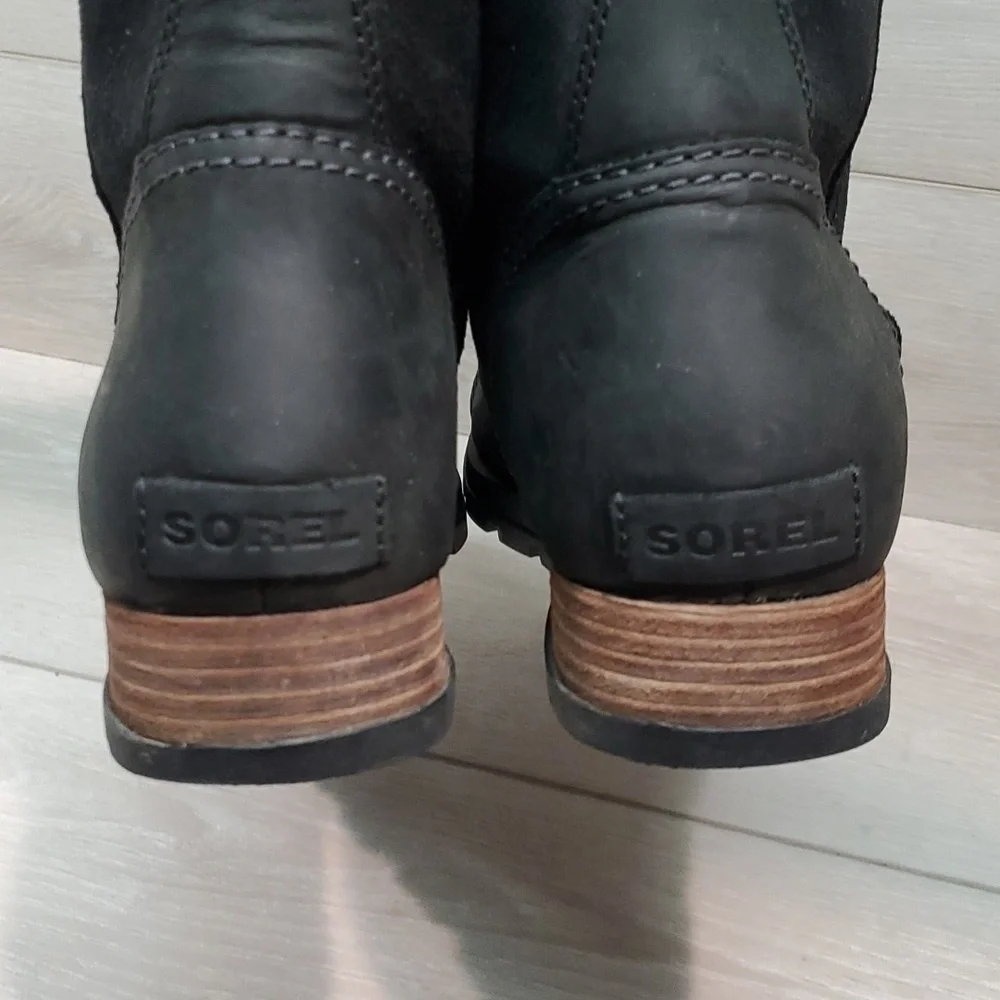 Sorel Women Major Pull on Leather Boots shoes sz 9.5